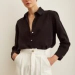 SEDEF DÜĞME SALAŞ VİSKON GÖMLEK - SİYAH