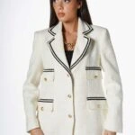 ŞERİT AKSESUAR 4 CEP GOLD DÜĞME TÜVİT CEKET - EKRU