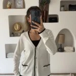 ŞERİT DETAY GOLD DÜĞME CEP GÖRÜNÜM VİSKON HIRKA - EKRU SİYAH