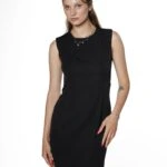 SIFIR KOL KUMAŞ ELBİSE - SİYAH