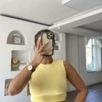 SIFIR KOL PAMUK CROP ATLET - SARI