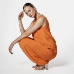 SIFIR KOL VİSKON MİDİ BOY ELBİSE - ORANGE