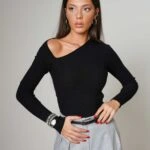 SİMETRİ V YAKA AKORDİON VİSKON TRİKO - SİYAH