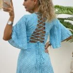 SIRT BAĞCIKLI KOL VOLAN ELBİSE - TURKUAZ