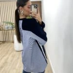 SIRT GÖMLEK ŞERİT DETAY 2 RENK SWEAT - LACİVERT