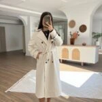 SIRT KAPAK KRUVAZE REGLAN KOL UZUN VİSKON TRENÇ - TAŞ