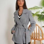 SIRT KAPAKLI KUŞAKLI KISA KABAN - FÜME