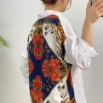 SIRT PANO ŞAL DESEN PAMUK GÖMLEK - BEYAZ