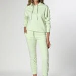 SIRT YAZI KAPÜŞONLU SWEAT - AVAKADO