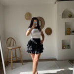 BEL BRİT TOKA KAT FIRFIR MODAL MİNİ ETEK - SİYAH