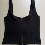 FERMUARLI DİKİŞ DETAY KISA PAMUK ATLET. - SİYAH