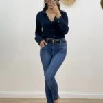 SKİNY ÖNDEN YIRTMAÇLI JEAN - KOYU MAVİ