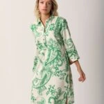 SMİTH SOUL ŞAL DESEN YARI PATLI ELBİSE - YEŞİL