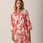 SMİTH SOUL ŞAL DESEN YARI PATLI ELBİSE - KIRMIZI