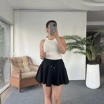 ŞORTLU KLOŞ MİNİ TİRİL ETEK - SİYAH