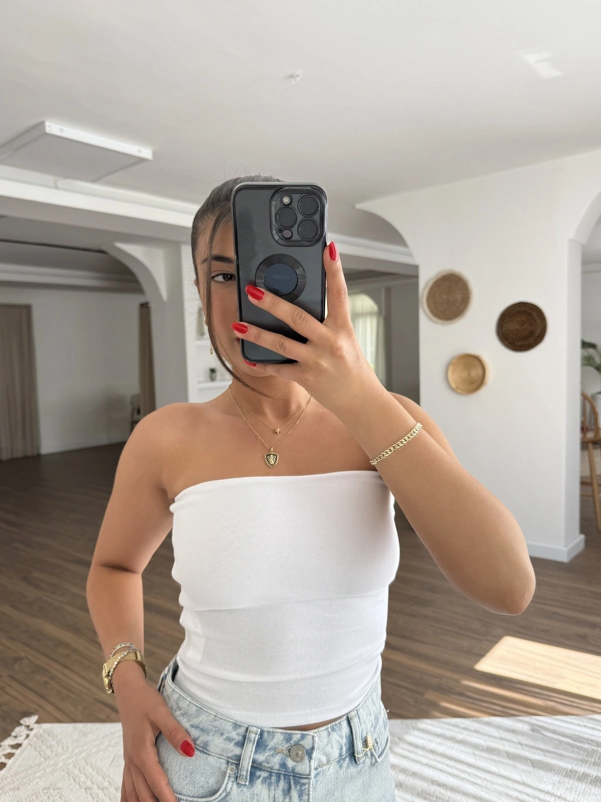 STRAPLEZ GÖĞÜS ÇİFT KAT PAMUK LİKRA ATLET - BEYAZ - Görsel 1