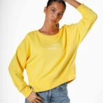 STYLİSH BASKI ARKA OVAL PAMUK SWEAT - SARI