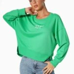 STYLİSH BASKI ARKA OVAL PAMUK SWEAT - YEŞİL