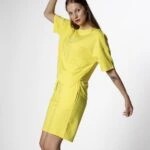 STYLİSH TİŞÖRT ŞORT DOKUMA TAKIM - NEON SARI