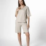 STYLİSH TİŞÖRT ŞORT DOKUMA TAKIM - TAŞ