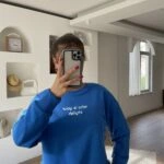 STYLİSH YAZI BASKI ARKA UZUN PAMUK SWEAT - SAKS