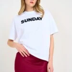 SUNDAY NUBUK BASKI SALAŞ PAMUK TİŞÖRT - BEYAZ