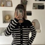 SÜS KAPAK CEP YAKALI ÇİZGİLİ VİSKON HIRKA - SİYAH