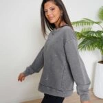 TAŞ ZIMBA YIKAMALI BİSİKLET YAKA PAMUK SWEAT - ANTRASİT