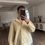 TEK CEP ÇİFT ÇİZGİ SALAŞ PAMUK GÖMLEK - SARI