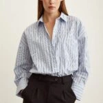 TEK CEP ÇİZGİLİ POPLİN GÖMLEK - MAVİ