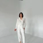 TEK CEP GÖMLEK BALON MODEL PANTOLON PAMUK KETEN TAKIM - EKRU