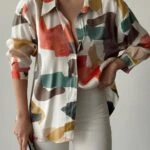 TEK CEP RENKLİ DESEN PARLAK VİSKON GÖMLEK - TURUNCU