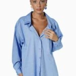 TEK CEP SALAŞ ARKA A PİLE PAMUK GÖMLEK - MAVİ BEYAZ