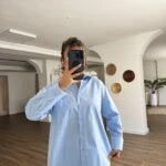 TEK CEP SALAŞ PAMUK BASİC GÖMLEK - MAVİ