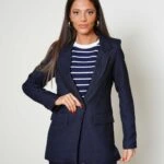 TEK DÜĞME YÜN EFEKT CEKET - LACİVERT