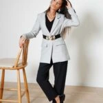 TEK DÜĞME YÜN EFEKT CEKET - GRİ