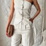 TEK OMUZ ASTARLI PAMUK YELEK - NATUREL