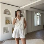 TENSEL YELEK ŞORT TAKIM - BEYAZ