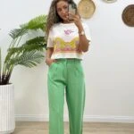 TİRİL PALAZZO PANTOLON - YEŞİL