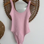 ASKILI PAMUK ÇITÇITLI BODYSUİT - TOZ PEMBE