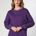 TRİKO MANŞETLİ SWEAT - MOR