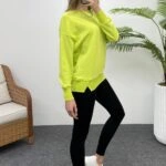 TRİKO MANŞETLİ SWEAT - NEON YEŞİL