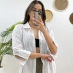 TRUVAKAR KOL KETEN ETEĞİ YIRTMAÇ GÖMLEK - BEYAZ