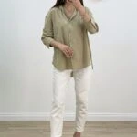 TRUVAKAR KOL KETEN ETEĞİ YIRTMAÇ GÖMLEK - KOYU BEJ