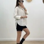 TRUVAKAR KOL KETEN ETEĞİ YIRTMAÇ GÖMLEK - EKRU