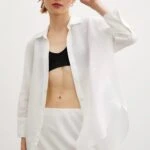 TRUVAKAR KOL PAMUK KETEN GÖMLEK - BEYAZ