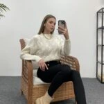 SAÇ ÖRGÜLÜ KAZAK - EKRU