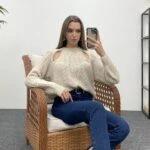 OMUZ PENCERELİ KAZAK - TAŞ