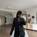 TÜVİT ÇİFT DÜĞME ARKA YIRTMAÇ CEKET - SİYAH