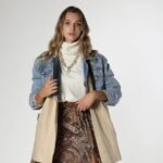 ÜST JEAN ALT KANVAS TRENÇKOT - BEJ